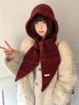 Hat And Scarf Set For Women Winter Warmth Ear Protection Balaclava Cold-Proof Hooded Scarf
