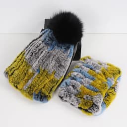 2026 New Fashion Knitted Good Elastic Real Fur Scarf Hat Sets Women Winter Warm 100% Natural Rex Rabbit Fur Scarves Hats Sets