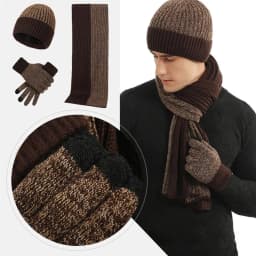 3Pcs/set Fashion Trend Scarf Hat Glove For Men And Women Winter Luxury Knitted Thickened Warm Three Piece Set Accessories Gifts