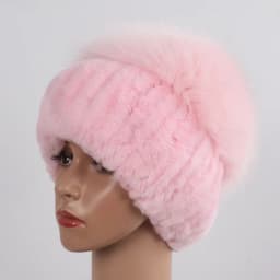 New Winter Women Luxury Real Fox Fur Hat Scarf Sets Natural Soft Knitted Warm Rex Rabbit Fur Top Fox Fur Hats Scarves 2 Pieces
