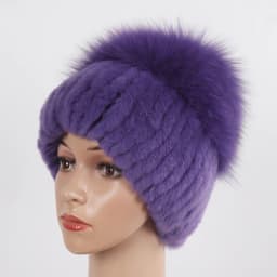 New Winter Women Luxury Real Fox Fur Hat Scarf Sets Natural Soft Knitted Warm Rex Rabbit Fur Top Fox Fur Hats Scarves 2 Pieces