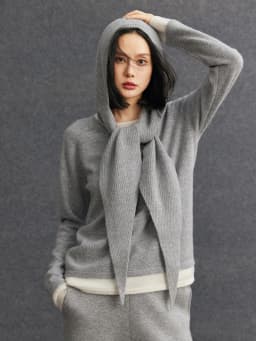 TLOML Women‘s 100% Cashmere Hat Scarf Integrated Cashmere Hat Autumn Winter Soft Warm Cashmere Knitwear Luxury Scarf Hat