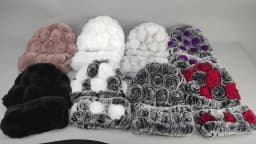 Women Knit Real Rex Rabbit Fur Hat Scarf Sets Natural Warm Rex Rabbit Fur Scarves Hat Winter Lady Real Rex Rabbit Fur Hat Scarf
