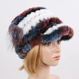 New Women Winter Knit Real Rex Rabbit Fur Hat Scarf Sets Natural Warm Fur Cap Scarves 2 Pieces Girl Quality Real Fur Hat Muffler
