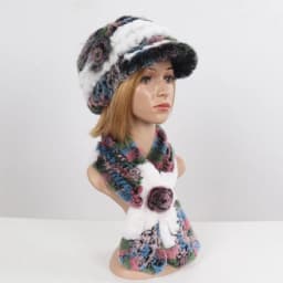 New Women Winter Knit Real Rex Rabbit Fur Hat Scarf Sets Natural Warm Fur Cap Scarves 2 Pieces Girl Quality Real Fur Hat Muffler