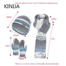 Winter Women GradientColor Knitted Hat Scarf Gloves Set Thickened Fleece Lining Skullcap Outdoor Cycling Wind Protection Beanies