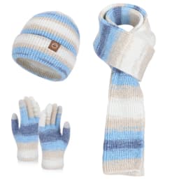Winter Women GradientColor Knitted Hat Scarf Gloves Set Thickened Fleece Lining Skullcap Outdoor Cycling Wind Protection Beanies