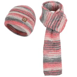 Winter Women GradientColor Knitted Hat Scarf Gloves Set Thickened Fleece Lining Skullcap Outdoor Cycling Wind Protection Beanies