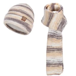 Winter Women GradientColor Knitted Hat Scarf Gloves Set Thickened Fleece Lining Skullcap Outdoor Cycling Wind Protection Beanies
