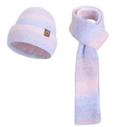 Winter Cap Gloves Scarf Set Women GradientColor Knitted Hat Thickened Fleece Lining Skullcap Outdoor Cycling Windproof Beanies