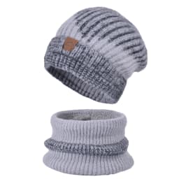 Double-Color Jacquard Hat for Women in Autumn and Winter, Thick and Warm Ear-Protection Knitted Hat with Fleece Lining, Two-Piec