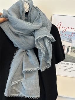Lace Trim Ladies Scarf Versatile Fashionable Neck Warmer Silk Scarf Shawl Shoulder Wrap Decorative Accessory for Autumn Winter