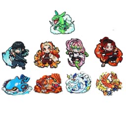 9pcs Colorful Anime Monster Enamel Lapel Pins Set, Cute Cartoon Metal Brooches for Backpack Clothing Fans Collectible Gifts