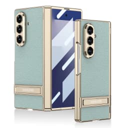 Magnetic Hinge Leather Holder Case For Samsung Galaxy Z Fold 7 Front Screen Glass Plating Frame Cover For Galaxy Z Fold7 Case