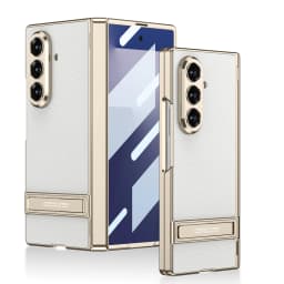 Magnetic Hinge Leather Holder Case For Samsung Galaxy Z Fold 7 Front Screen Glass Plating Frame Cover For Galaxy Z Fold7 Case