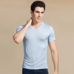 100% Natural Silk Knitted Men's T-shirt Double-faced Pure Silk Men T-shirt Men Silk Tops Men Clothing