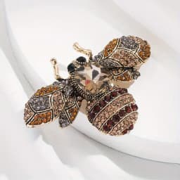 SKEDS Luxury Exaggerated Vintage Women Crystal Bee Brooch Pin Fashion Elegant Lady Exquisite Insect Rhinestone Badges