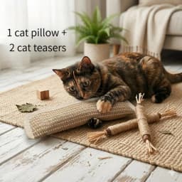 3-Piece Cat Play Set, Durable Cat Mint Bamboo Cat Scratching Post, Indoor Cat Toothbrushing and Chewing Stick