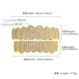 TOPGRILLZ Punk Iced Out Cubic Zircon Teeth Grills 8 Top & 8 Bottom Set Braces Full CZ Stones Dental Grills For Party Gift