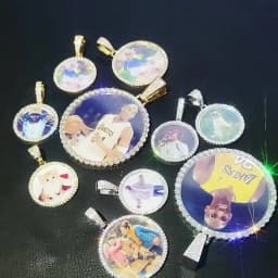 Customized Photo Necklace Men and Women Hip Hop Personalized Picture Pendant 45MM Medium Circle Charm Iced Out Free Custom Logo