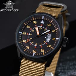 ADDIESDIVE 44mm Men's Fashion Quartz Watch 50m Waterproof Luminous Watch Large Dial High Quality Nylon Strap Men's Analog Watch