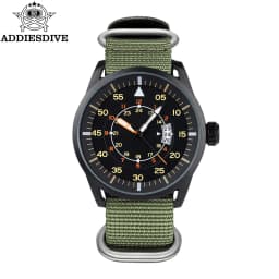 ADDIESDIVE 44mm Men's Fashion Quartz Watch 50m Waterproof Luminous Watch Large Dial High Quality Nylon Strap Men's Analog Watch