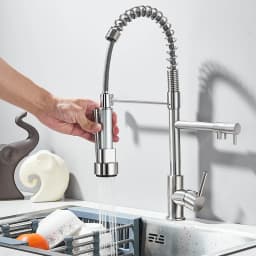 Chrome Kitchen Faucet Pull Down Kitchen Sink Crane Dual Swivel Spout Kitchen Mixer Tap Hot Cold Water Mixer Tap Deck Installatio