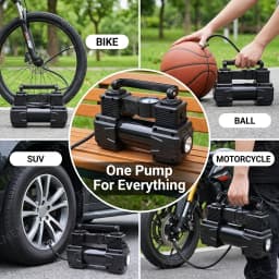 Tire Inflator Portable Air Compressor for Car Tires, 12V DC Auto Tire Pump with Digital Pressure Gauge, Emergency LED Light