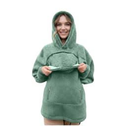 Women Portable Pet Pocket Hoodies Casual Zippered Pocket Portable Cat Friendly Sweatshirts Solid Fleece Hooded Winter Sweaters