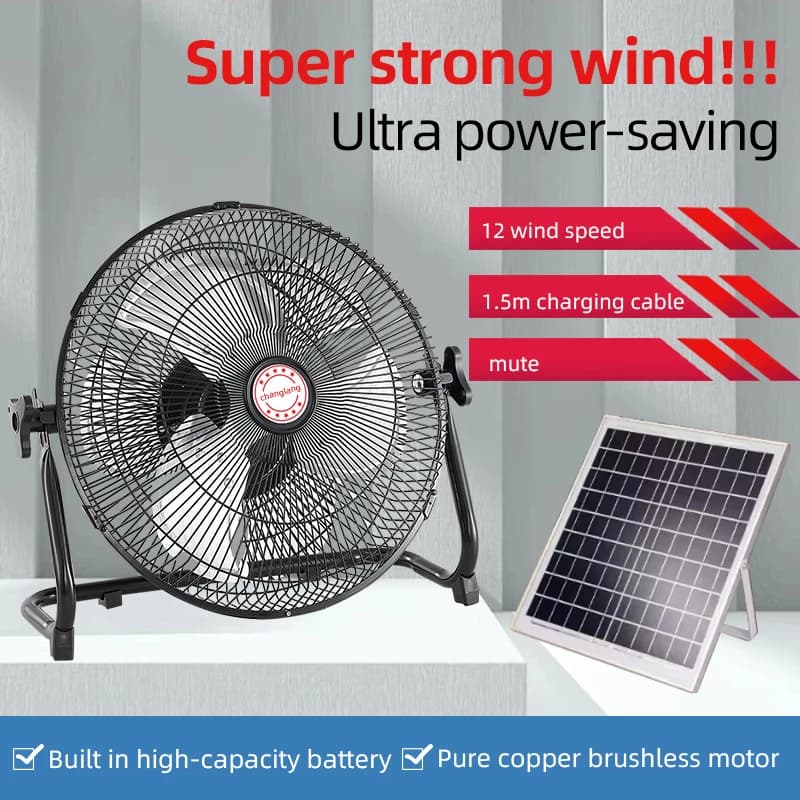 Battery Operated Solar Fan, Home or Outdoor Dual-use Portable Fan, Battery Can Running 6-12 Hours, with USB Output For Phone