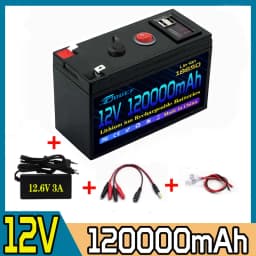 ๐2026 12V Battery 100Ah 18650 Rechargeable LiFePO4 Lithium Battery Built-in 5V 2.1A Usb Power Display Port Charger