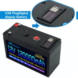 ๐2026 12V Battery 100Ah 18650 Rechargeable LiFePO4 Lithium Battery Built-in 5V 2.1A Usb Power Display Port Charger