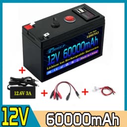 ๐2026 12V Battery 100Ah 18650 Rechargeable LiFePO4 Lithium Battery Built-in 5V 2.1A Usb Power Display Port Charger
