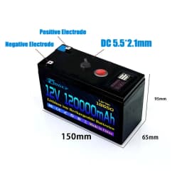 ๐2026 12V Battery 100Ah 18650 Rechargeable LiFePO4 Lithium Battery Built-in 5V 2.1A Usb Power Display Port Charger