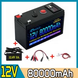 ๐2026 12V Battery 100Ah 18650 Rechargeable LiFePO4 Lithium Battery Built-in 5V 2.1A Usb Power Display Port Charger