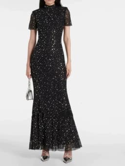 ZNS Fashion Prom Gown Black Short Sleeve Brithday Party Dresses Luxury 2025 Summer Skinny Hot Drilling Maxi Dress Women Clothes
