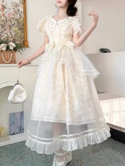 Forest Style Sweet Vintage Bow Design Dress Women Slim Fit A-Line Long Dress French Elegant Fairy Princess Prom Clothing 2025
