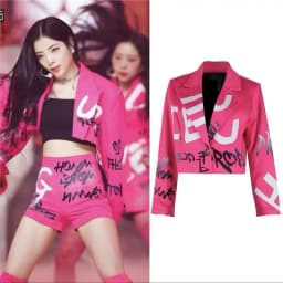 Kpop Female Group Performance Outfit Short Stage Slimming Set Rose Red Jazz Performance Costume New Arrival Spring 2025