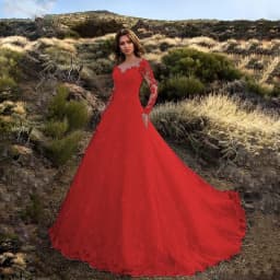 Elegant Long Sleeve Lace Bridal Gown 3XL plus Size See through Wedding Dress Ball Gown Polka Dot Pattern mid Waist Design