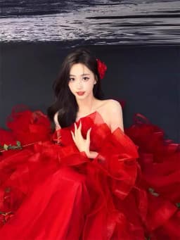 Elegant Red Wedding Dress Women's New Bride Hostess Bustier Evening Gown Korean Style Polyester Fiber mid Waist No Sleeve