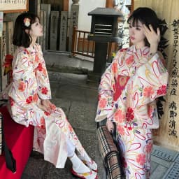 Traditional Kimono Bathrobe Photography Costume Improved Design Summer 2025 Polyester Fabric Female Ethnic Wear Stage Costume