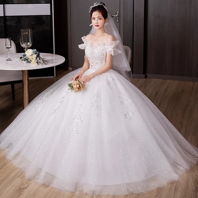 One-oulder Lightweight Bridal Gown 2026 New Sle Large Size Floor-Length Wedding Dr Slimming for ort Women