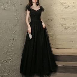 Elegant Black Evening Gown Women's New 2026 High-End Sense Host Art Exam Student Birthday Party Adult Ceremony Dress
