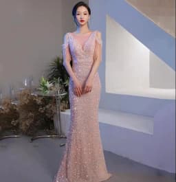 Elegant Long Evening Gown Women's Slim Fit Fish Tail Dress Luxury Glowing Dress for Banquet Convention Party Performance