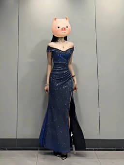 Blue Sexy Bustier Dress Adult Birthday Party Gown Evening Short Sleeve High Waist Slim Fit Polyester Long Dress for Daily Wear
