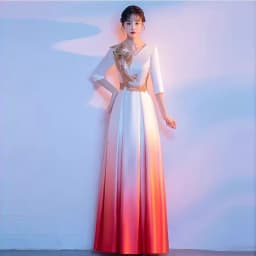 Adult Women's Long Skirt Velvet Performance Costume Gold Red Stage Chorus Conducting Dress Summer New Style Sparkling Sequin