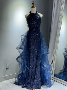 Elegant Evening Gown Neck Hanging Fish Tail Banquet Art Exam Student Day Adult Ceremony Slimming High Waist Zipper Style