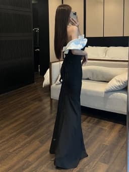 Ele Evening Gown One oulder High Waist Fi Tail Dr for Women Par Ball Host Polyester Fabric ort Sve Long ...