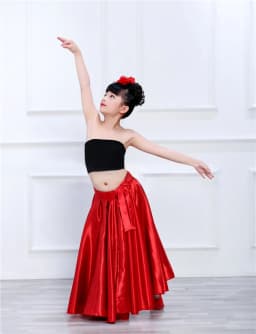 Children's Dance Skirt Outfit Bull Dance Half Skirt Performance Costume Girls' Big Swing Skirt Ethnic Stage Clothing