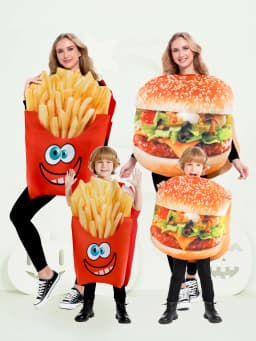 Creative Halloween Family Matching Costumes Children's Activity Nursery Food Burger Fries Stage Performance Clothes